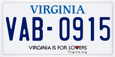 VA license plate VAB0915