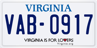 VA license plate VAB0917