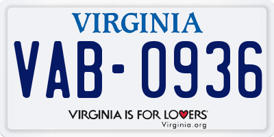 VA license plate VAB0936