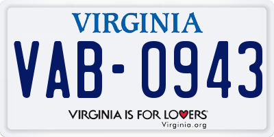 VA license plate VAB0943