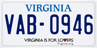 VA license plate VAB0946