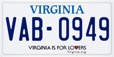 VA license plate VAB0949