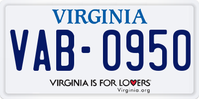 VA license plate VAB0950