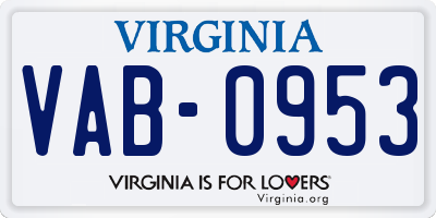 VA license plate VAB0953