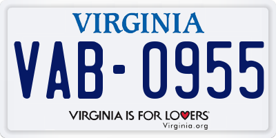 VA license plate VAB0955