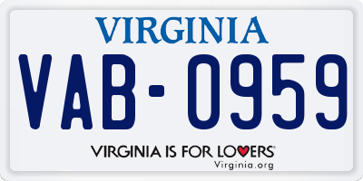 VA license plate VAB0959