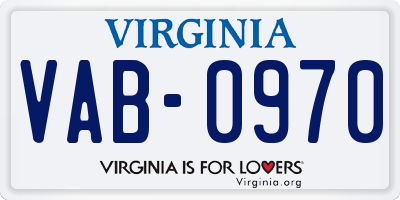 VA license plate VAB0970