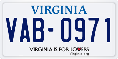 VA license plate VAB0971