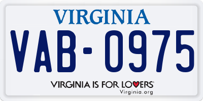 VA license plate VAB0975