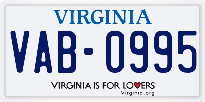 VA license plate VAB0995