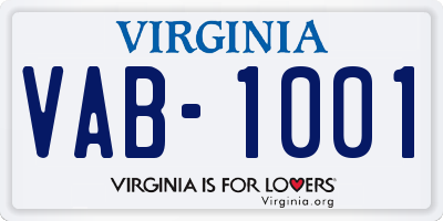 VA license plate VAB1001