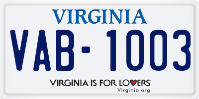 VA license plate VAB1003