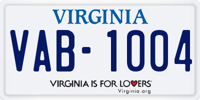 VA license plate VAB1004