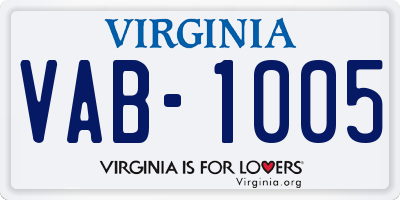 VA license plate VAB1005