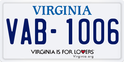 VA license plate VAB1006