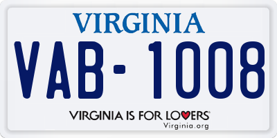 VA license plate VAB1008