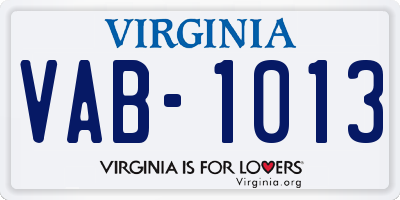 VA license plate VAB1013