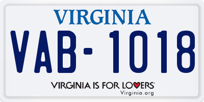 VA license plate VAB1018