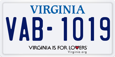 VA license plate VAB1019