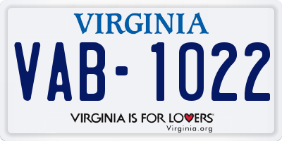 VA license plate VAB1022