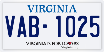 VA license plate VAB1025