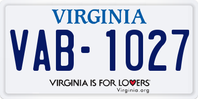 VA license plate VAB1027