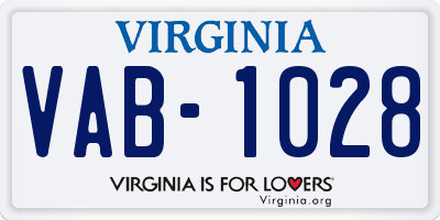 VA license plate VAB1028