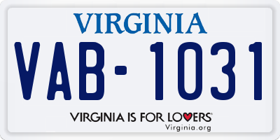 VA license plate VAB1031