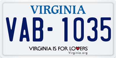 VA license plate VAB1035