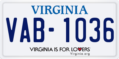 VA license plate VAB1036