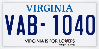 VA license plate VAB1040