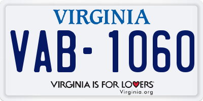 VA license plate VAB1060