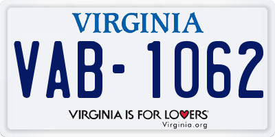 VA license plate VAB1062