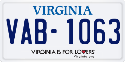 VA license plate VAB1063