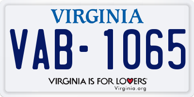 VA license plate VAB1065