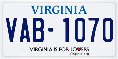 VA license plate VAB1070