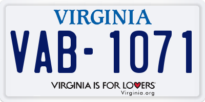 VA license plate VAB1071