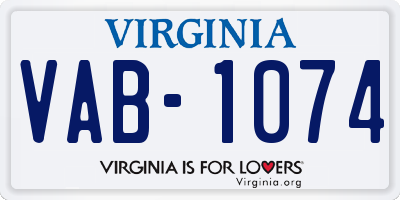 VA license plate VAB1074