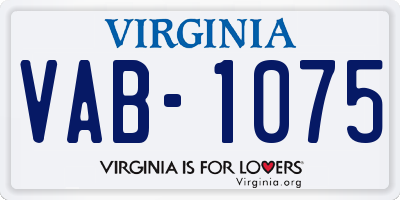 VA license plate VAB1075