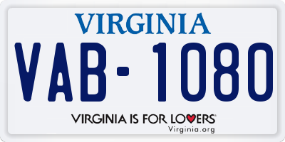 VA license plate VAB1080