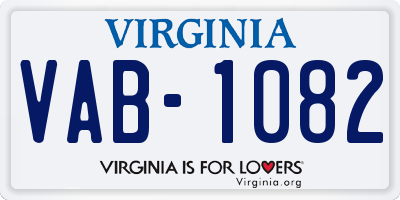 VA license plate VAB1082