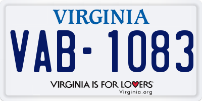 VA license plate VAB1083