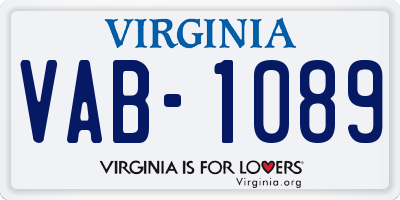 VA license plate VAB1089