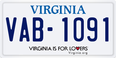 VA license plate VAB1091