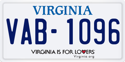 VA license plate VAB1096