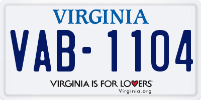 VA license plate VAB1104