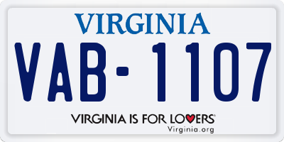 VA license plate VAB1107