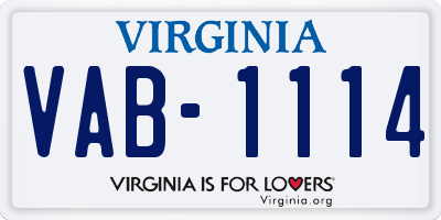 VA license plate VAB1114