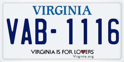 VA license plate VAB1116