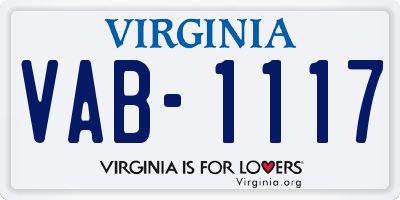 VA license plate VAB1117